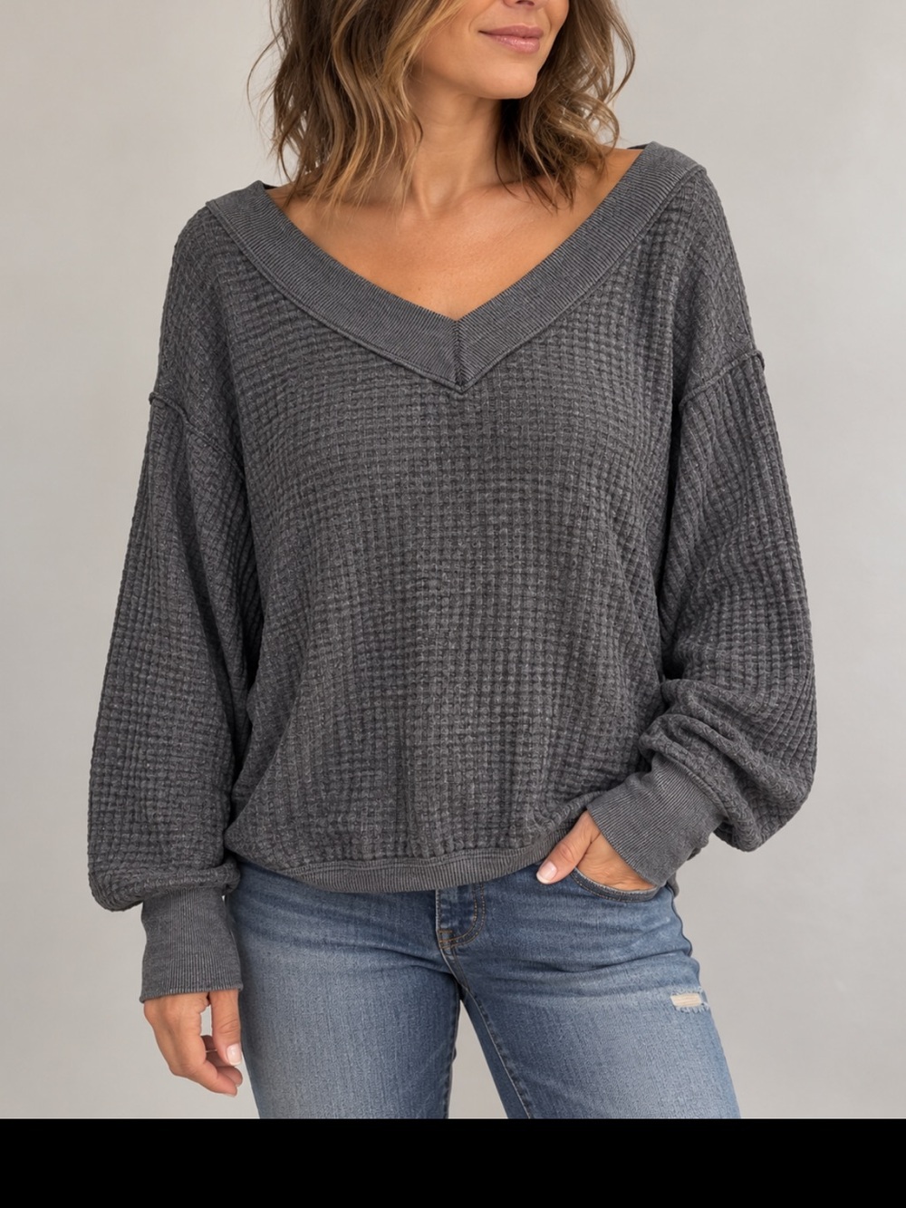 Free People We The Free South Side Thermal Waffle Knit Size Small